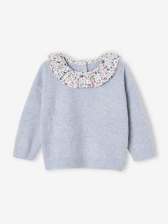 Babymode-Pullover, Strickjacken & Sweatshirts-Pullover-Baby Pullover mit geblümtem Volantkragen