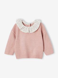 Babymode-Pullover, Strickjacken & Sweatshirts-Pullover-Baby Pullover mit geblümtem Volantkragen