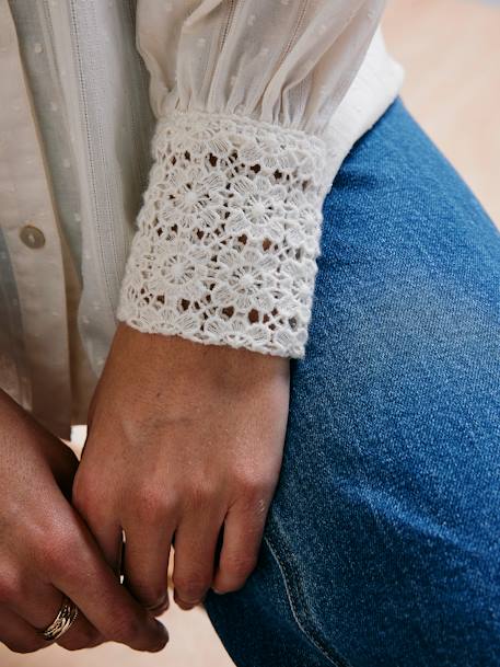 Bluse mit Stickereien für Schwangerschaft und Stillzeit weiß 5