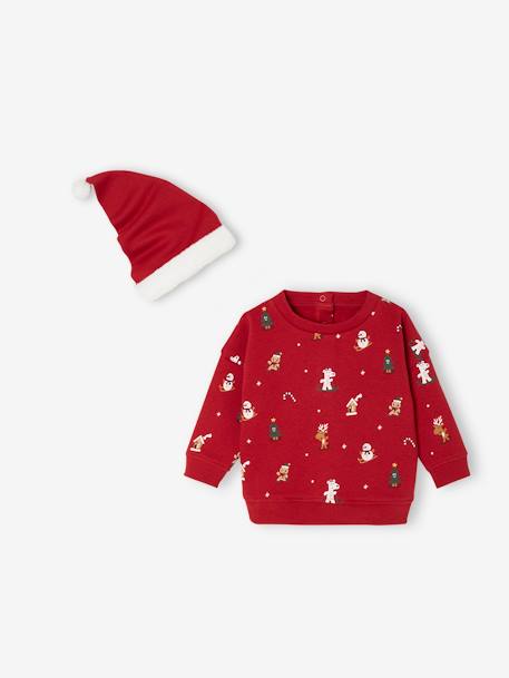 Baby Weihnachts-Geschenkset: Sweatshirt & Mütze rot 6