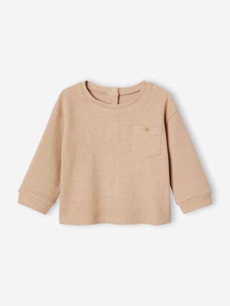 Jungen Baby Shirt aus Waffelpikee beige 2