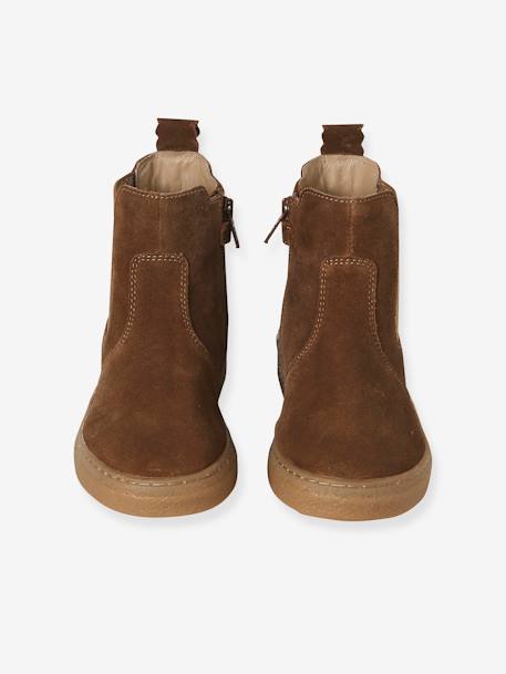 Mädchen Leder-Boots mit Reißverschluss und Dehneinsatz camel+marine 4