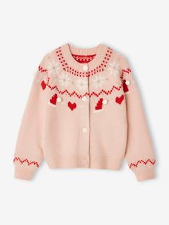 -Weihnachtlicher Mädchen Cardigan mit Glanzeffekt, Jacquardstrick