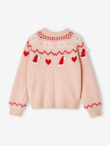 Weihnachtlicher Mädchen Cardigan mit Glanzeffekt, Jacquardstrick pudrig rosa 2