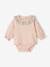 Baby Shirtbody, gerüschter Kragen, personalisierbar pudrig rosa+wollweiß 1