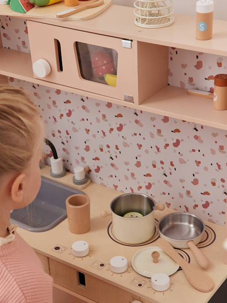 Große Kinder Spielküche mit Zubehör; Holz FSC® rosa 2