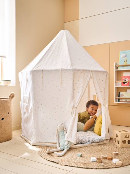 Kinder Zirkus-Spielzelt, sechseckig mit Holz FSC® weiß 3