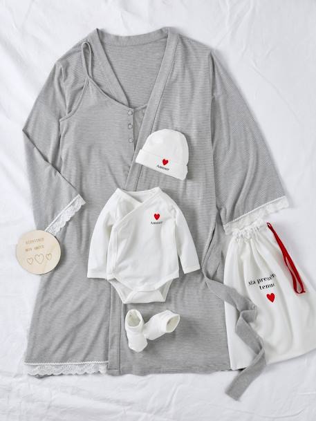 Geschenk-Set zur Geburt für Mama & Baby ENVIE DE FRAISE grau gestreift 1