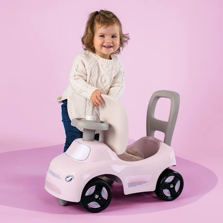 Kinder 2-in-1-Rutschfahrzeug/Lauflernwagen, Mein erstes Auto SMOBY rosa+rot 1