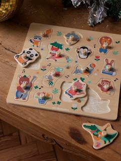 Spielzeug-Lernspielzeug-Puzzles-Baby Steckpuzzle HAPPY ANIMALS aus Holz FSC®