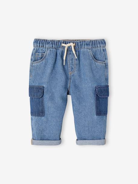 Baby Cargo-Jeans mit Taschen in Kontrastoptik blue stone 1