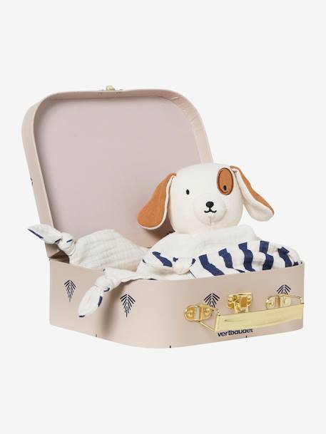 Baby Geschenk-Set: Hunde-Schmusetuch & Köfferchen, personalisierbar blau 2