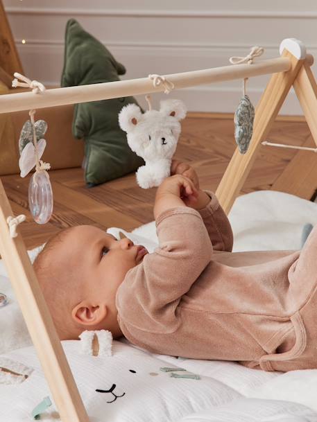 Baby Spielbogen aus Holz FSC® natur/waldspaziergang+rosa/wolke und sterne 4