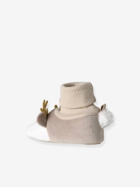 Weihnachtliche Baby Krabbelschuhe RENTIER beige 3