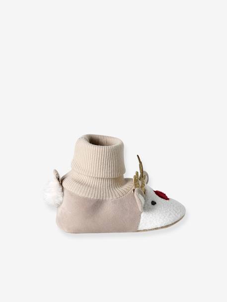 Weihnachtliche Baby Krabbelschuhe RENTIER beige 6