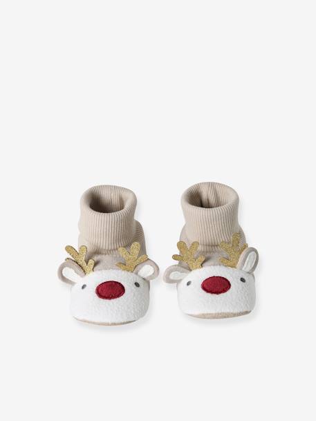 Weihnachtliche Baby Krabbelschuhe RENTIER beige 5