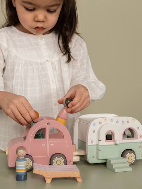 Baby Spielauto mit Wohnwagen LITTLE DUTCH, Holz mehrfarbig 6