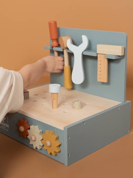 Kinder Mini-Werkbank aus Holz LITTLE DUTCH blau 6