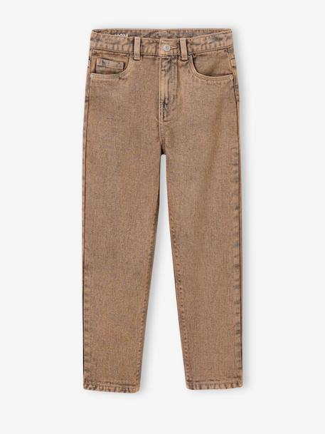 Mädchen Mom-Jeans mit hohem Bund, Bundweite verstellbar cappuccino 1