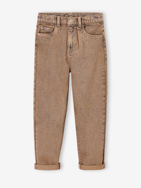 Mädchen Mom-Jeans mit hohem Bund, Bundweite verstellbar cappuccino 2