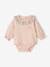 Baby Shirtbody, gerüschter Kragen, personalisierbar pudrig rosa+wollweiß 6