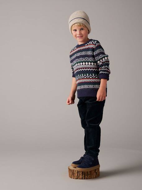 Jungen Jacquard-Strickpullover mit Rundhals Oeko-Tex nachtblau 5