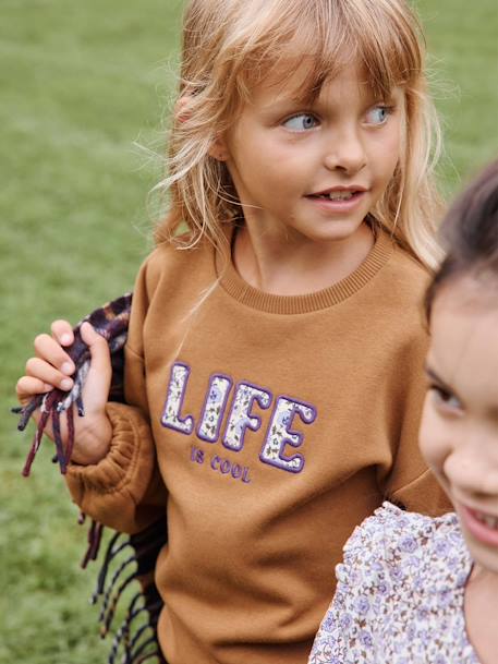 Mädchen Sweatshirt LIFE IS COOL mit Recycling-Polyester bronze 6