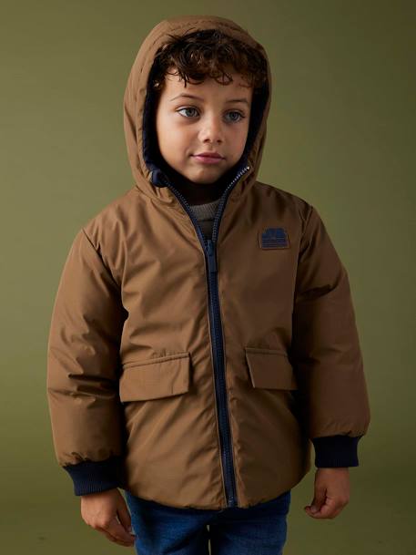 Wendbare Jungen Jacke mit Kapuze und Recycling-Polyester bronze 4