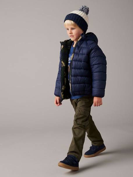 Jungen Wende-Steppjacke marine+tannengrün 2