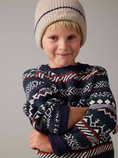 Jungenkleidung-Pullover, Strickjacken, Sweatshirts-Jungen Jacquard-Strickpullover mit Rundhals Oeko-Tex