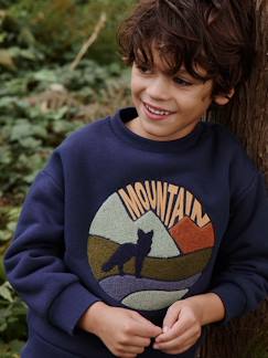 -Jungen Sweatshirt mit Fleecefutter und Wolfprint Oeko-Tex