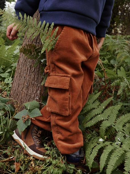 Gefütterte Jungen Cargohose aus Cord braun 3