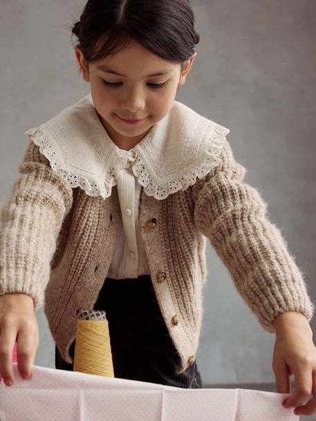 Mädchen Strickjacke mit Knopfverschluss camel 1