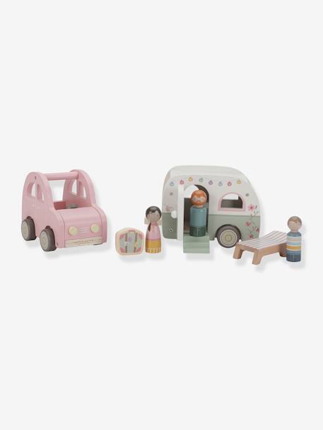 Baby Spielauto mit Wohnwagen LITTLE DUTCH, Holz mehrfarbig 1