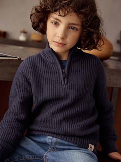 Jungenkleidung-Pullover, Strickjacken, Sweatshirts-Jungen Strickpullover mit Troyerkragen Oeko-Tex