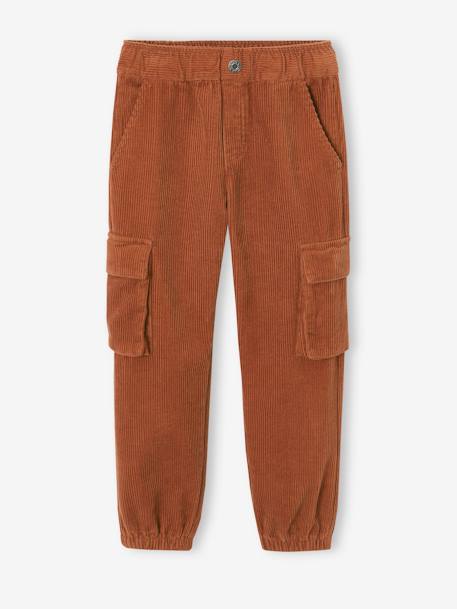 Gefütterte Jungen Cargohose aus Cord braun 4