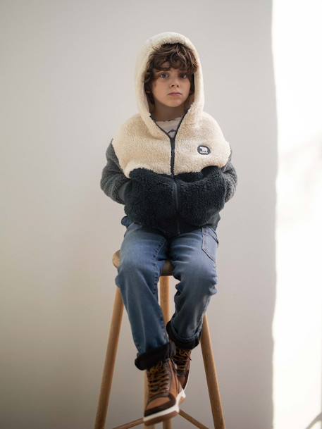 Jungen Teddyfleecejacke mit Kapuze schieferblau 7