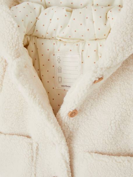 Baby Winterjacke aus Teddyfleece mit Kapuze und Recycling-Wattierung sandfarben 3