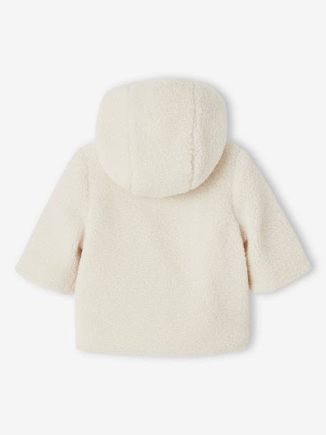 Baby Winterjacke aus Teddyfleece mit Kapuze und Recycling-Wattierung sandfarben 2