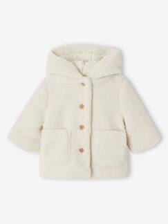 -Baby Winterjacke aus Teddyfleece mit Kapuze und Recycling-Wattierung