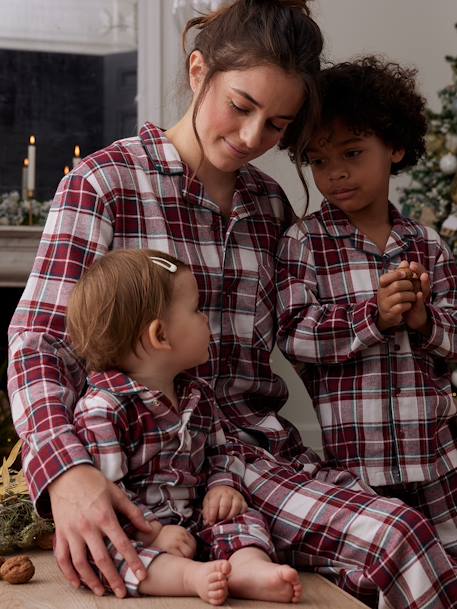 Karierter Damen Schlafanzug Weihnachts-Capsule HAPPY FAMILY Oeko-Tex rot kariert 4