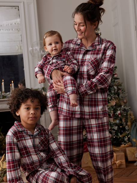 Karierter Damen Schlafanzug Weihnachts-Capsule HAPPY FAMILY Oeko-Tex rot kariert 3