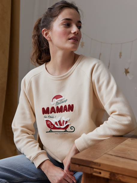 Damen Sweatshirt Familien-Capsule WEIHNACHTEN, mit Recycling-Polyester vanille 2