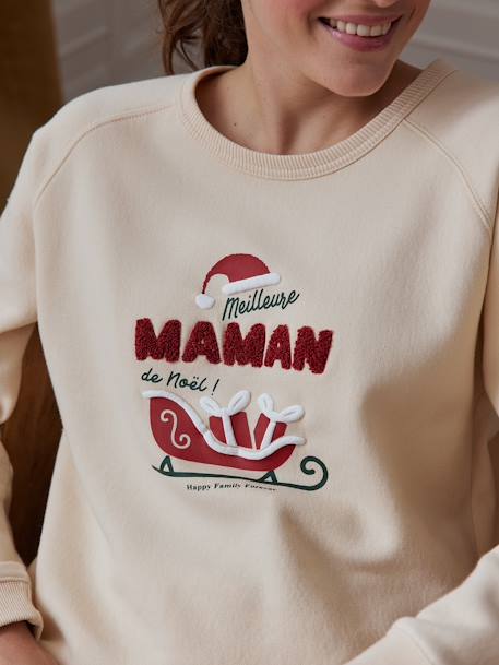 Damen Sweatshirt Familien-Capsule WEIHNACHTEN, mit Recycling-Polyester vanille 3