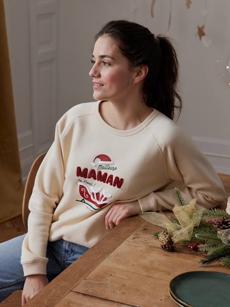 Damen Sweatshirt Familien-Capsule WEIHNACHTEN, mit Recycling-Polyester vanille 1