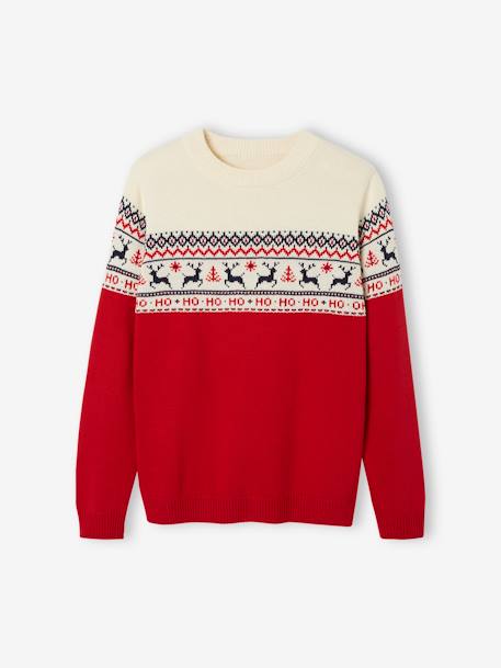 Weihnachtlicher Damen/Herren Jacquardpullover Capsule FAMILY Oeko-Tex marine+rot 6