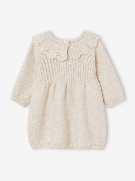 Mädchen Baby Strickkleid mit Kragen Oeko-Tex beige meliert 2