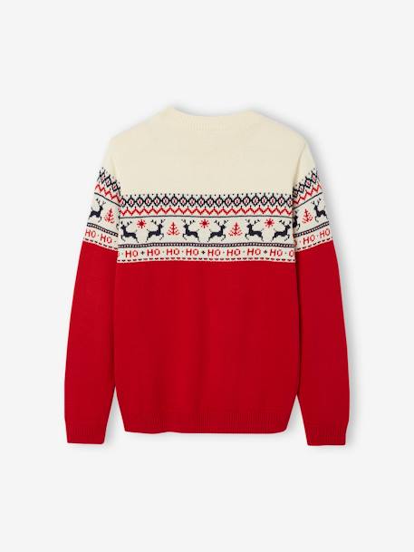 Weihnachtlicher Damen/Herren Jacquardpullover Capsule FAMILY Oeko-Tex marine+rot 7