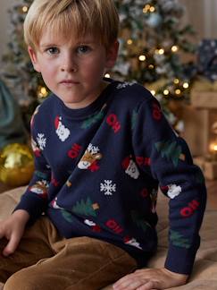 -Jungen Weihnachtspullover mit lustigem Jacquardmuster Oeko-Tex