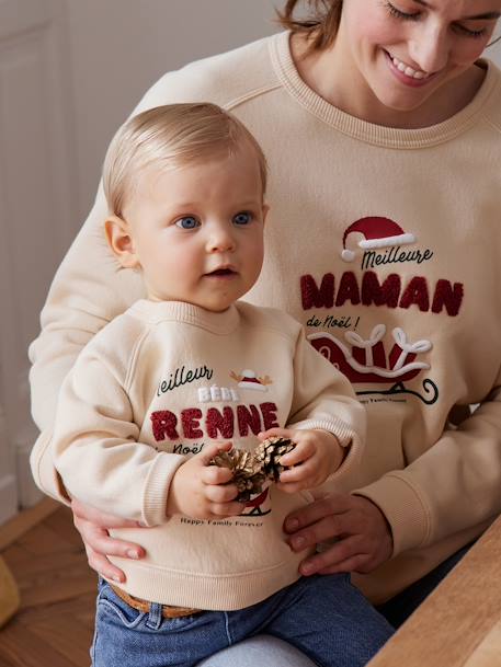 Baby Sweatshirt Familien-Capsule WEIHNACHTEN, mit Recycling-Polyester vanille 3